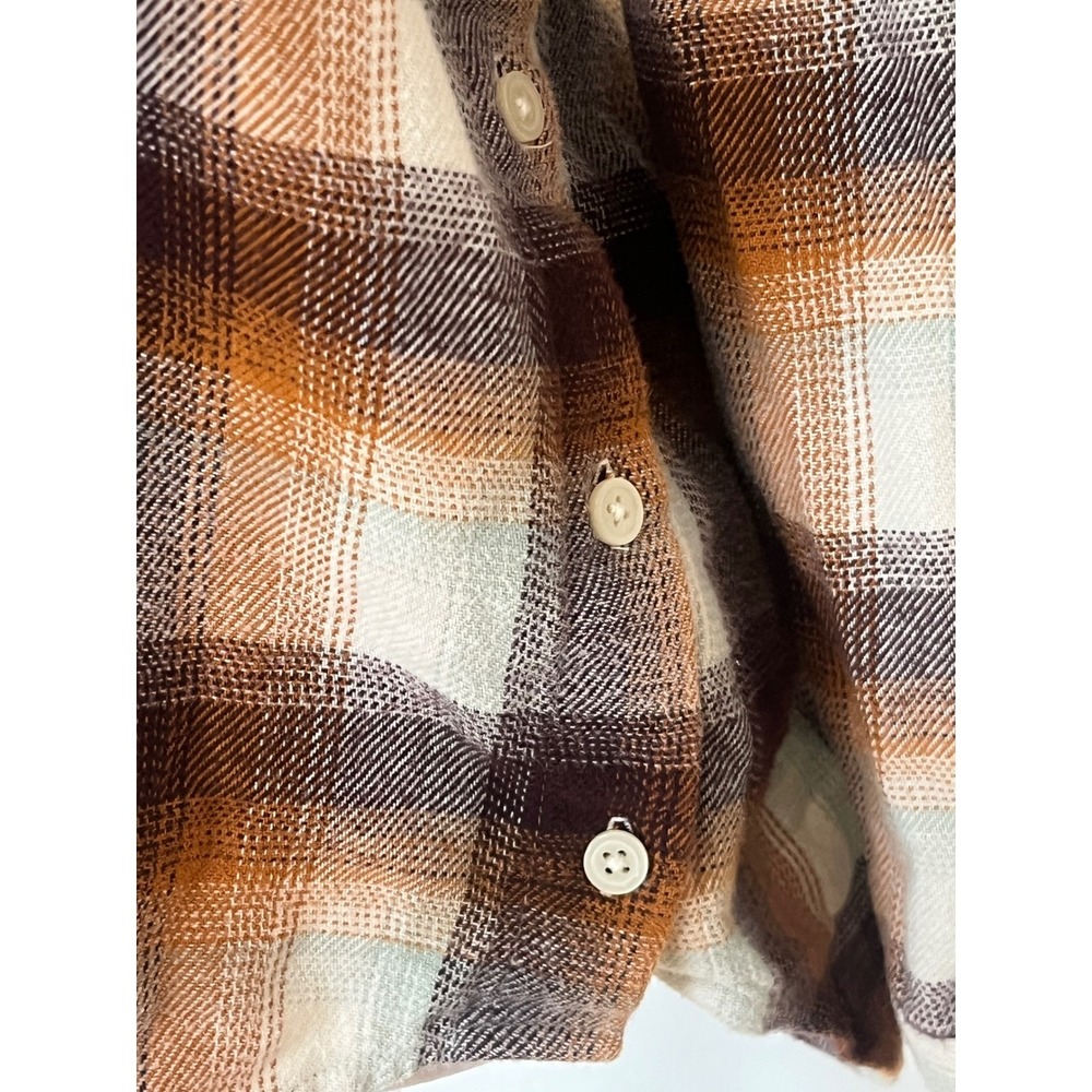 Madewell plaid flannel Button down shirt women's‎ small 100% cotton brown cream - Picture 5 of 13
